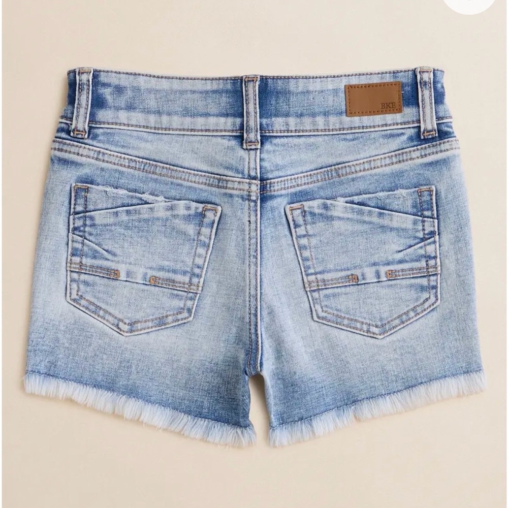 BKE Light Blue Frayed YOUTH Jean Shorts - Picture 6 of 7